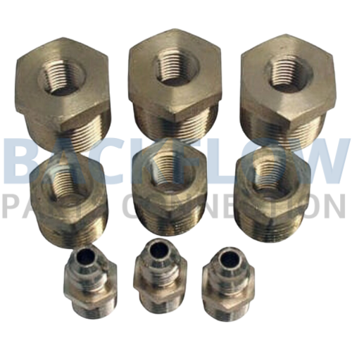 Standard NPT Adapter Fitting Kit 830 Brass Set Includes:..(3) 1/4" NPT x 1/4" Flare..(3) 1/2" NPT x 1/4" FNPT..(3) 2/4" NPT x 1/4" FNPT..2 Foot long chain to hang a test kit from the valve MID-WEST INSTRUMENT