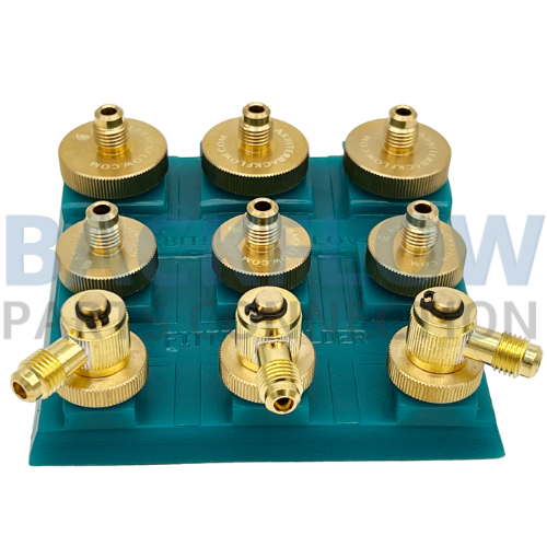 [QTSWSBH] ¼" Brass Swivel Quick Connect Test Fittings w/ Holder (Set of 9) 