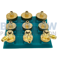 [QTSWSBH] ¼" Brass Swivel Quick Connect Test Fittings w/ Holder (Set of 9)